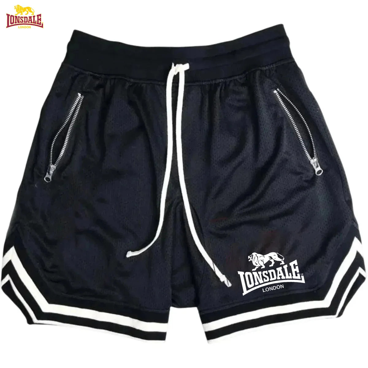 LONSDALE 2026 Novos Shorts de Basquete Esportivos Masculinos de Verão Casuais Soltos Respiráveis em Tela Moda Hip Hop