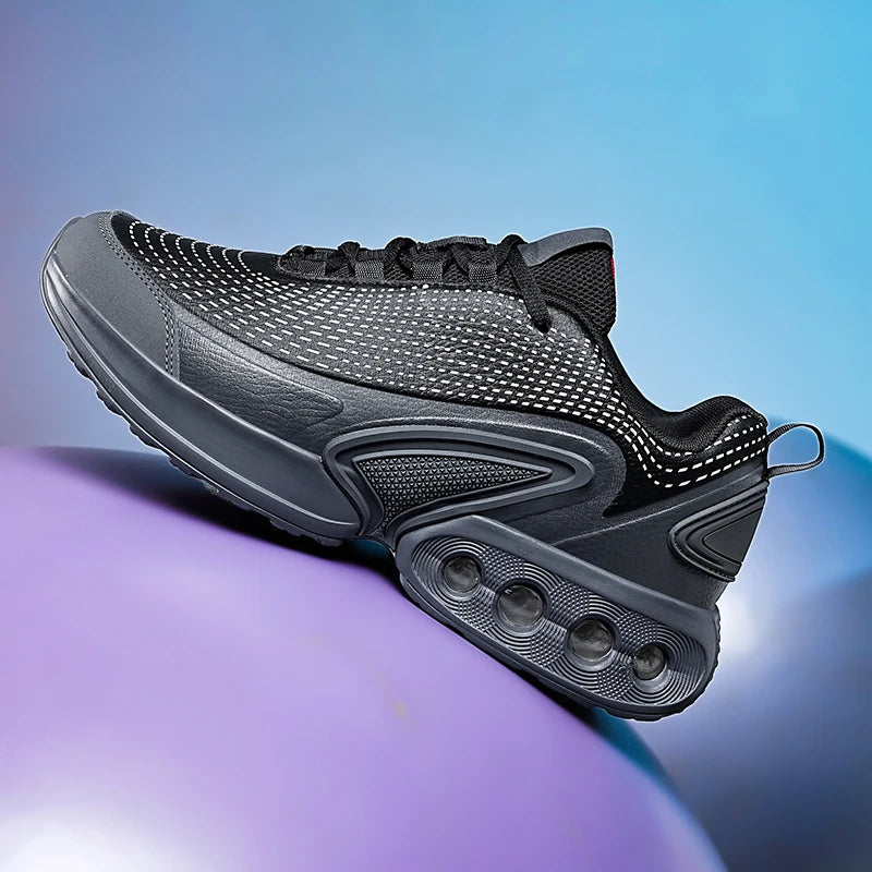 Mens Running Shoes Trendy PU Leather Luxury Design Cosy Cushioning Sneakers Breathable Street Fashion Fitness Training Shoes