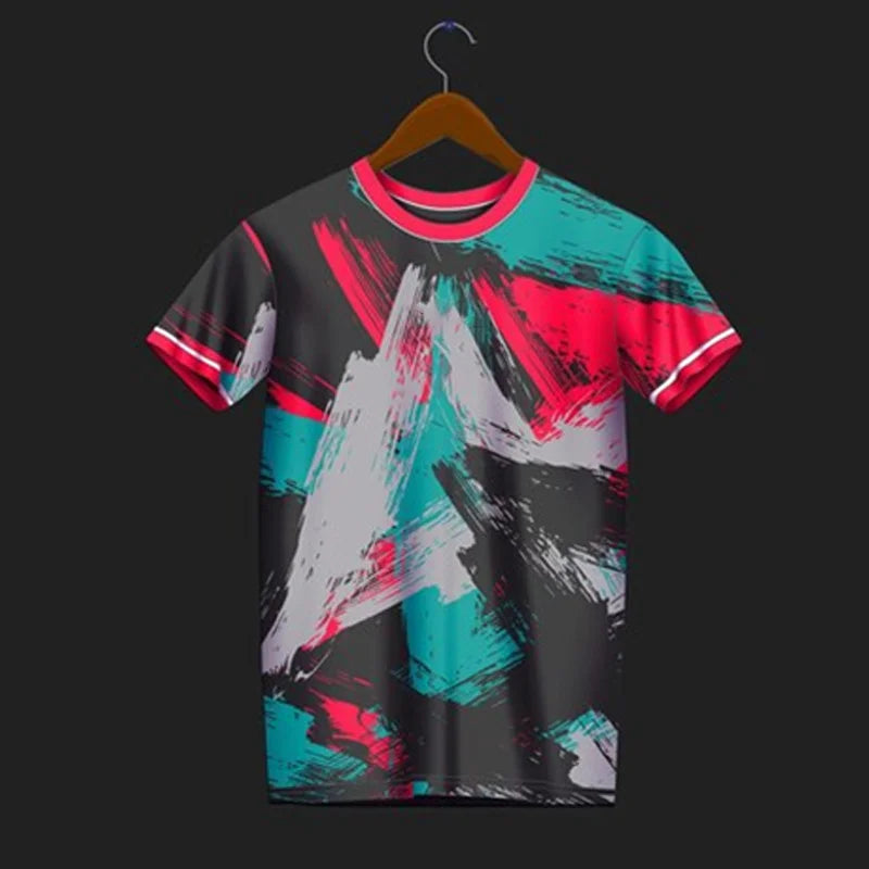 3D Printed Training Suit T-Shirt For Men Fashion Sports Pattern Tees Summer Oversized Round Neck Tops Short Sleeves T Shirts