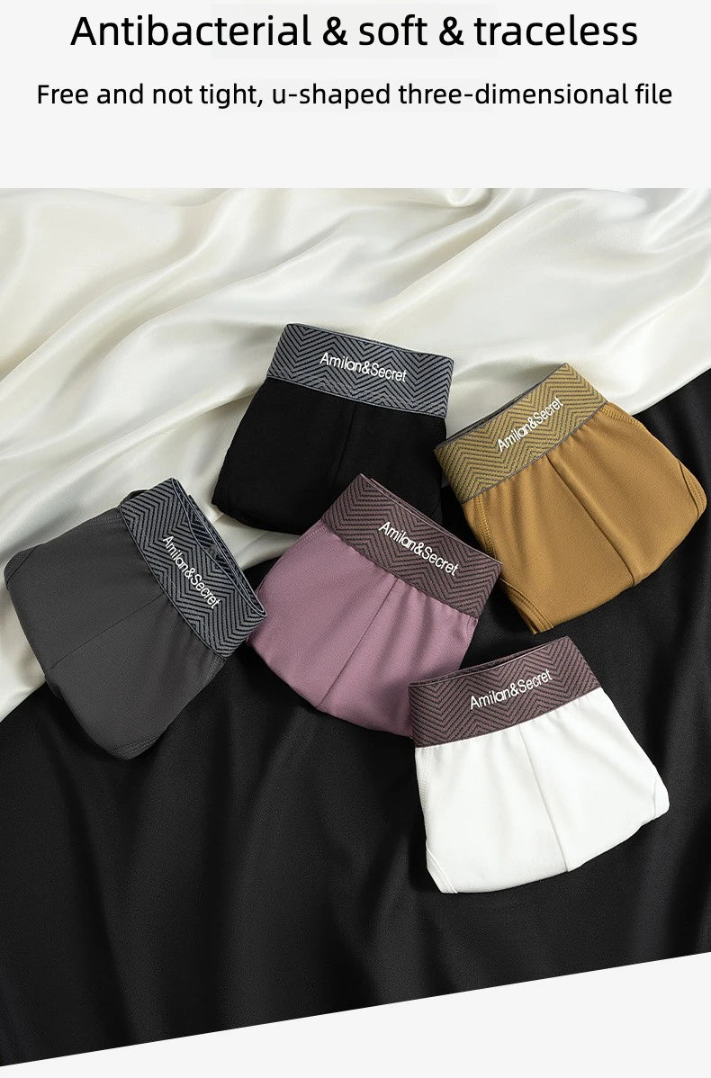 3Pcs Men’s Cotton Briefs No Fly Mid Waist U Convex Pouch Triangle Underpants Solid Color Breathable Summer Daily Underwear Male