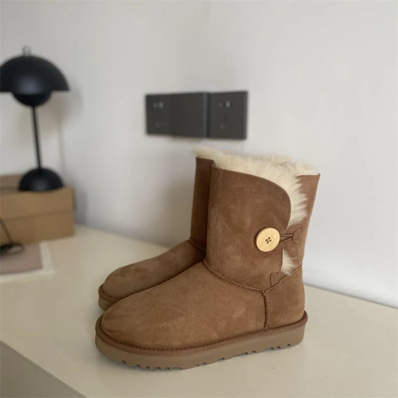 2026 New Design Winter Boots Women Super Mini Real Sheepskin Wool Comfort Warm Natural Fur Shoe Man Classic Snow Boot Size 35-44