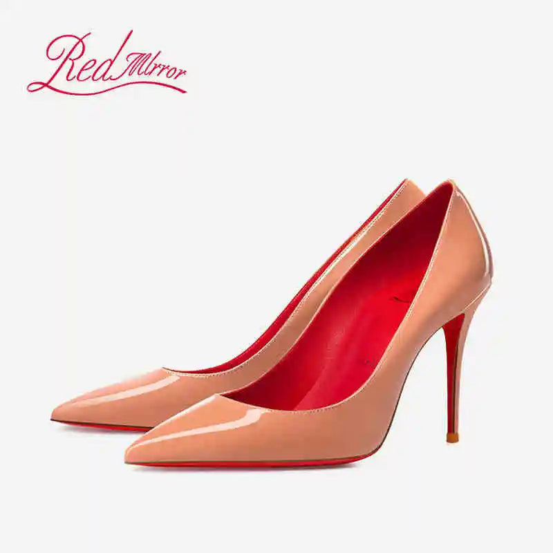 Women heels Naked color Women's elegant high heel Luxury Black shoes woman 2025 Red Shiny Bottoms Pointed Toe party Ladies Women