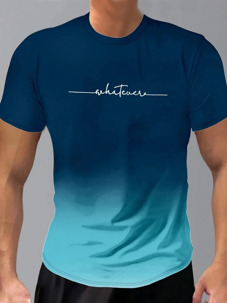 Men's Short Sleeve Summer Outdoor Breathable Round Neck T-shirt Short Sleeve Classic Stripe Pattern Large Size Loose Men's short