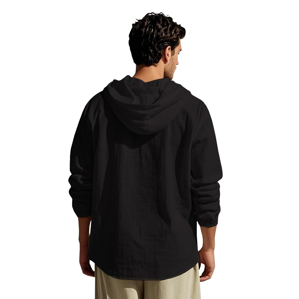 Men's Linen Long-Sleeved Shirt And Pants Set Breathable Outdoor Leisure Hiking Beach Sports Clothing for Spring Summer Autumn