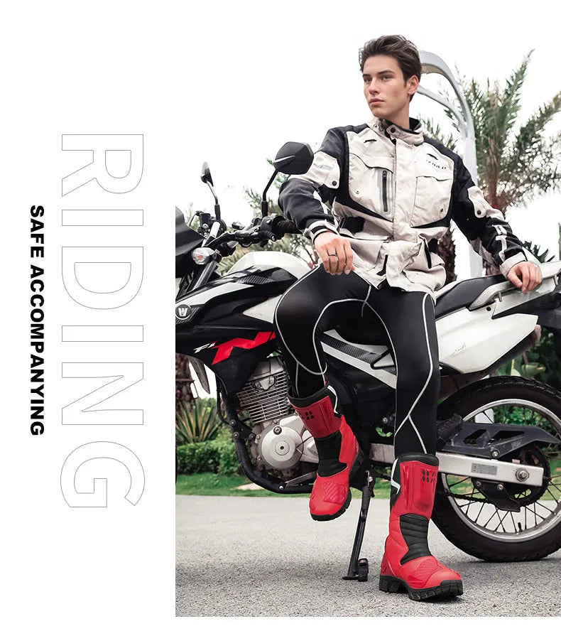 Moto Boots Motorcycle Breathable Off-road Men Women Leather Waterproof Pull Boots 47 Locomotive Equipment Summer Cycling Shoes