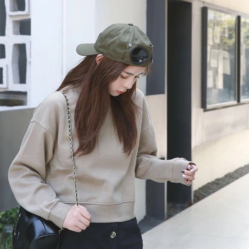 Hip Hop Aviator Hat With Sunglasses For Men Women Fashion Glasses Bonnet Summer Outdoor Sun Visors Fashion Punk Baseball Cap