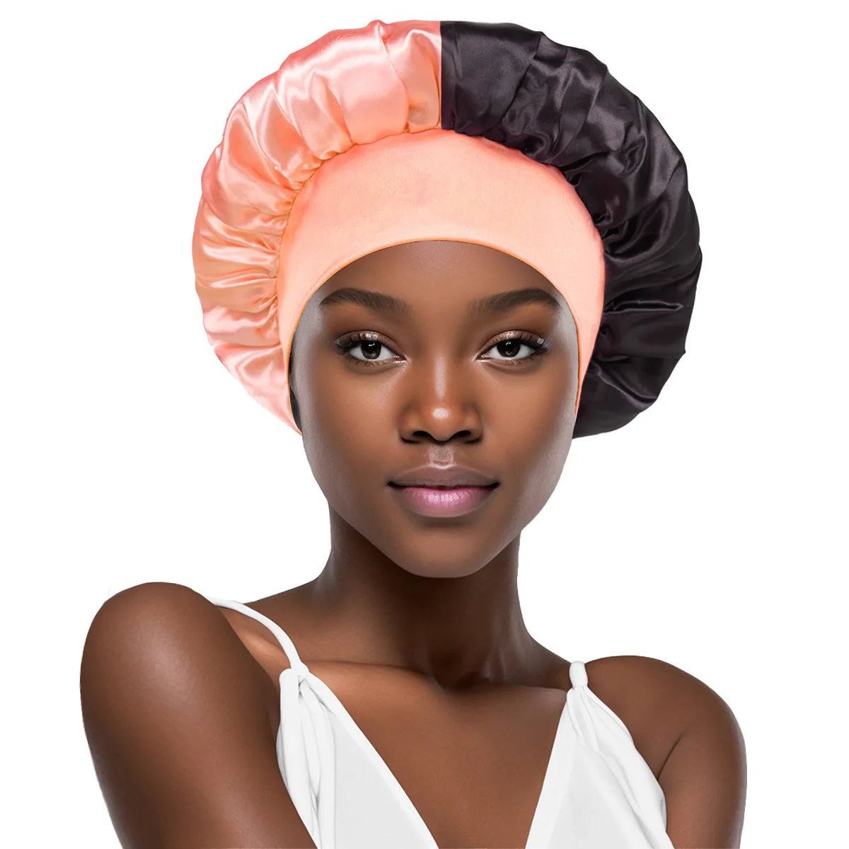 Women Wide Edge Satin Bonnet Sleeping Hat Double Colors Round Shower Caps Unisex Cap Apparel Accessories
