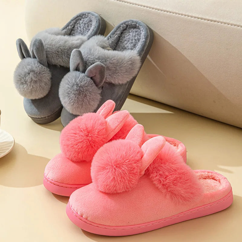 Evshine Winter Plush House Slippers For Women Cute Cartoon Indoor Fuzzy Slides Fur Lined Cotton Shoes Cozy Bedroom Furry Slipper