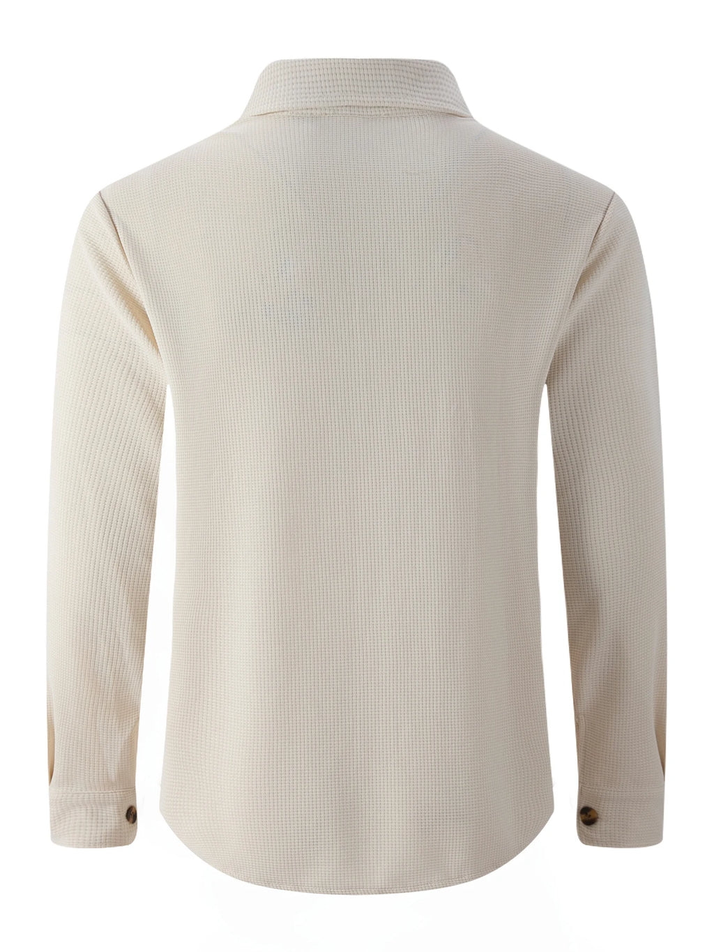Men's Waffle Knit Button Down Shirt - Casual Long Sleeve Turn Down Collar Chest Pocket Work Shirt