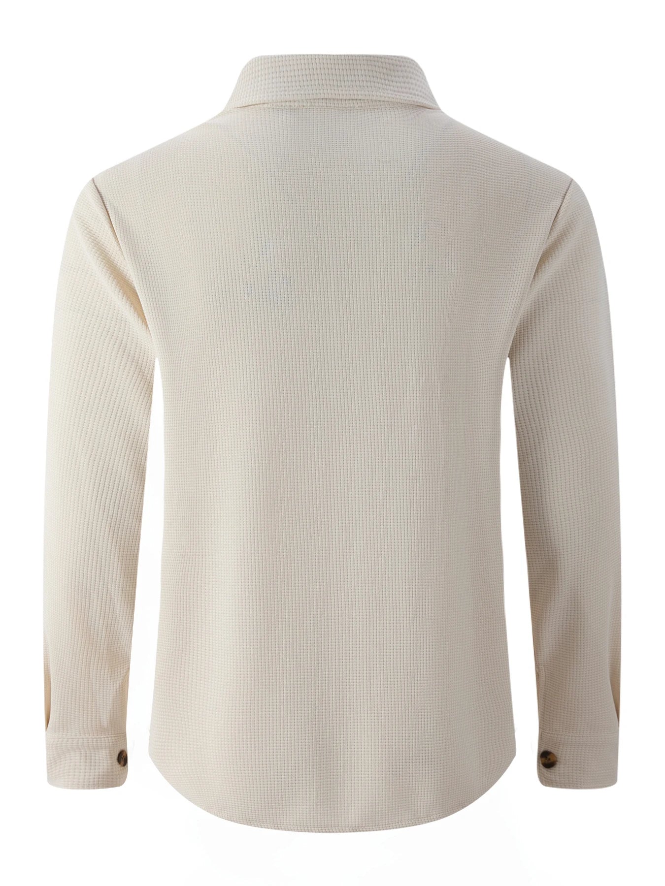 Men's Waffle Knit Button Down Shirt - Casual Long Sleeve Turn Down Collar Chest Pocket Work Shirt