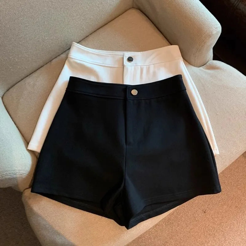 2026 Women's Summer Black Shorts, Thin Breathable High Waist Slim-fit A-line Stretchy Hot Pants for Y2K