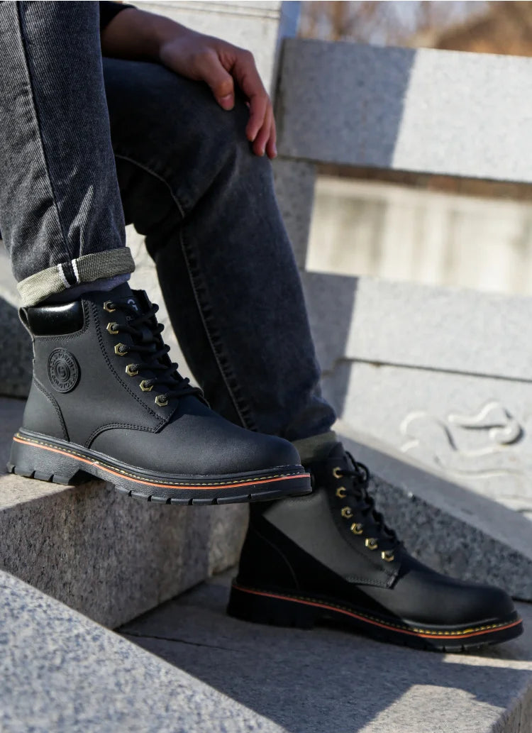 high-top Work Boots For Men Anti-smash Anti-puncture Work Shoes with Steel Toe leather safety shoes men for work waterproof shoe