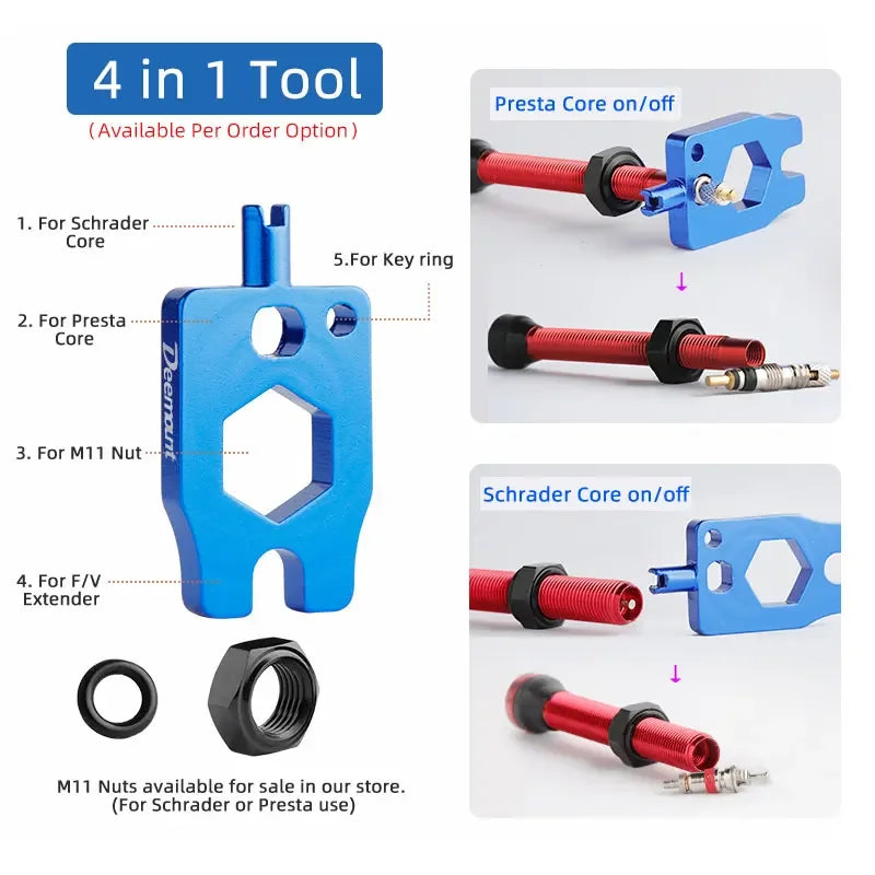 Deemount 2pcs 40/60/80mm Bike Presta/FV Valve Stem for Tubeless Tire MTB Road Bike Bicycle No Tube Rim Parts