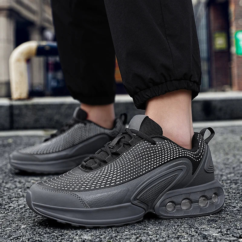 Mens Running Shoes Trendy PU Leather Luxury Design Cosy Cushioning Sneakers Breathable Street Fashion Fitness Training Shoes