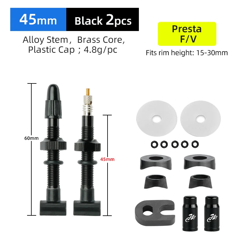 Presta Nozzles W/ Uni-body Rectangle Base for Bicycle Tubeless Rim F/V Valve Nipples MTB Road Bicycle Carbon Wheelset Tire Part
