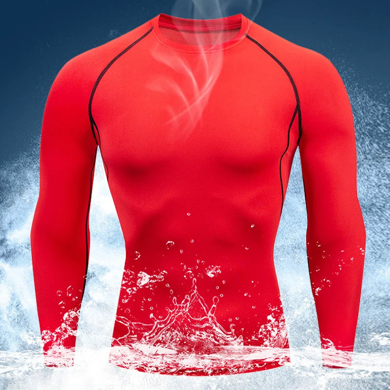 Autumn Winter Compression Shirt Long Sleeve Casual Slim T Shirts For Men Quick Dry Football Tops Gym Sport T Shirt Man Clothing
