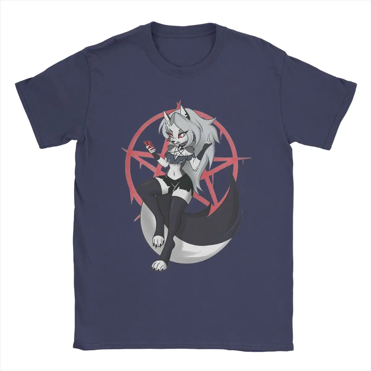 Men T-Shirts Cute Loona Funny Cotton Tee Shirt Short Sleeve Cartoon Helluva-Boss T Shirt Crewneck Clothes Gift Idea