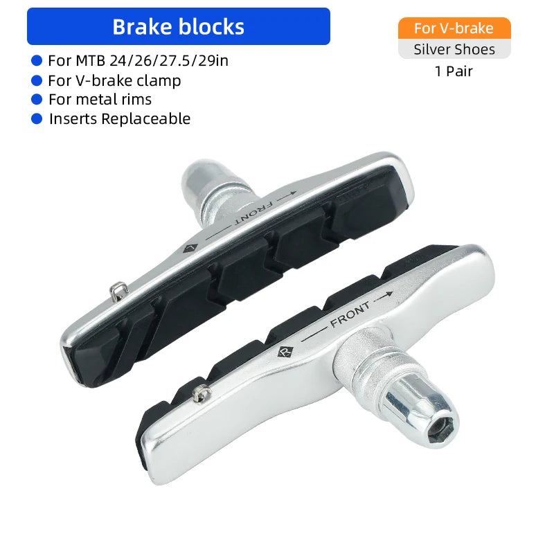 72mm Caliper Brake Pad for MTB Bike Metal Rim Low Wear Bicycle Stopping Blocks for V Shape Clamp Cycle Brake Inserts Replacement