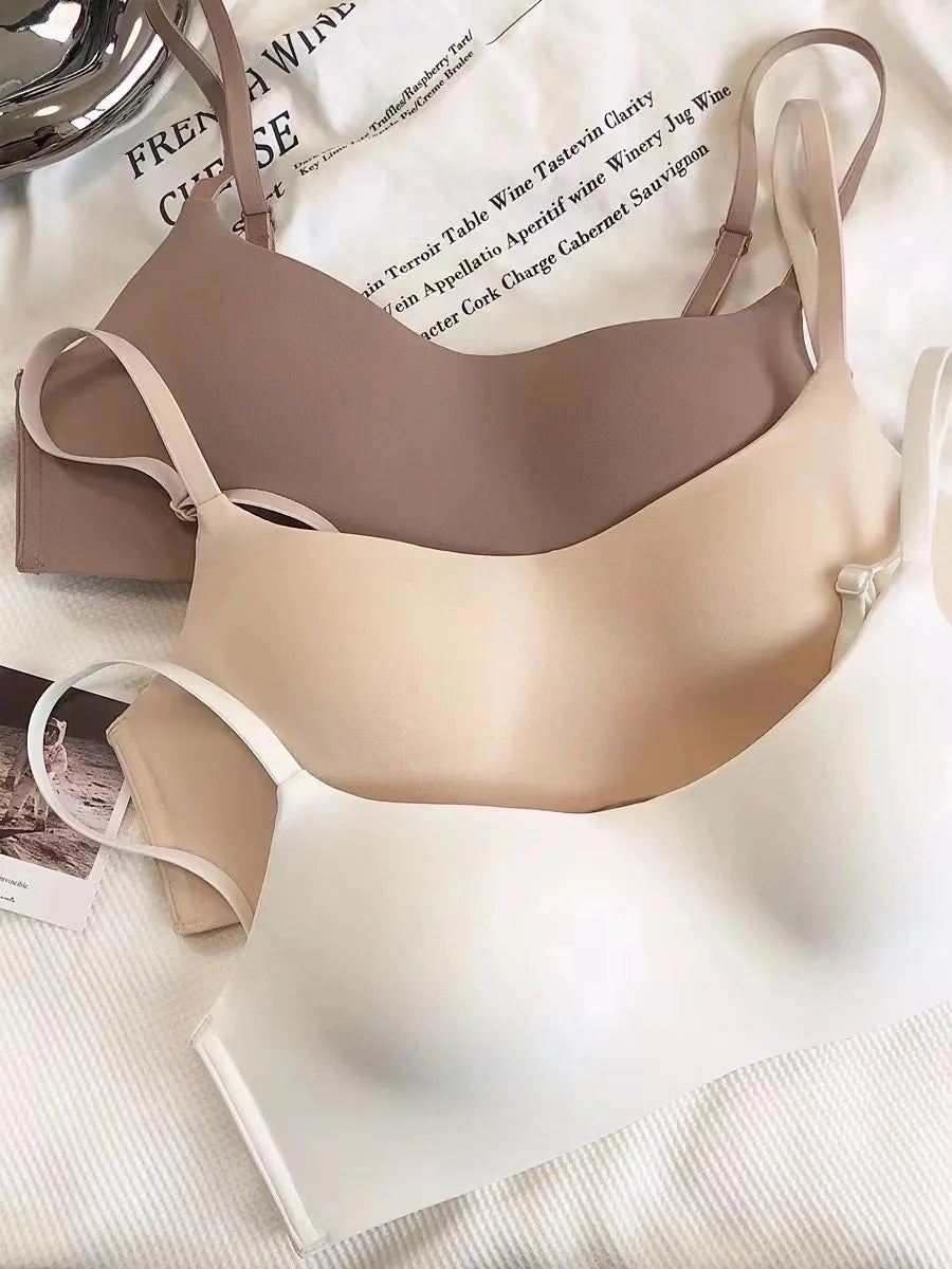 Thin One-piece Seamless Underwear Women's Small Breasts Gathered On The Collection Side Breasts No Steel Ring Breathable Bra