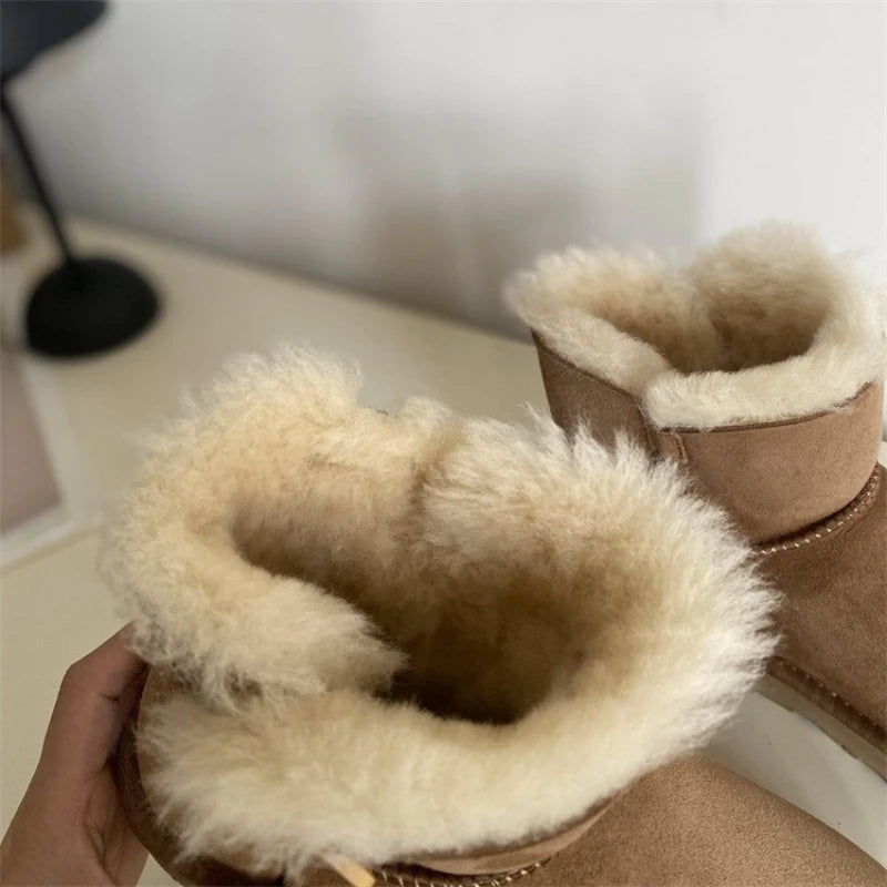 2026 New Design Winter Boots Women Super Mini Real Sheepskin Wool Comfort Warm Natural Fur Shoe Man Classic Snow Boot Size 35-44