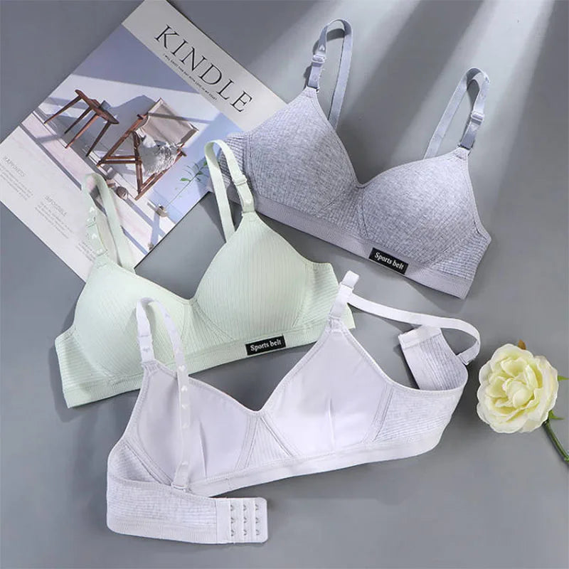 3pcs Women Thin Wireless Bra Girl Seamless Push Up Bra Student Comfort V-Shaped Underwear Adolescent Breathable Comfort Lingerie