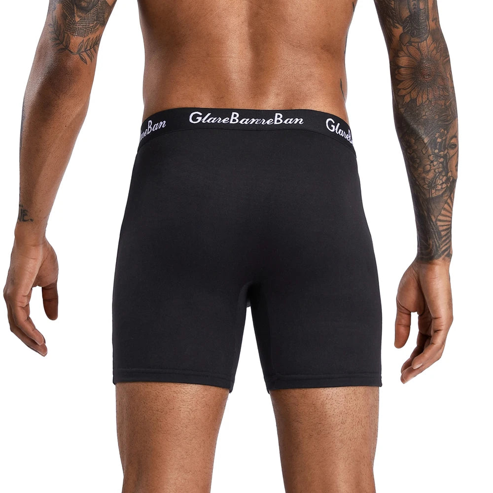 10Pcs Black Mens Mid Length Boxer Briefs Ultra Soft Breathable Stretch Comfort Underwear for Daily Commute Home Gym