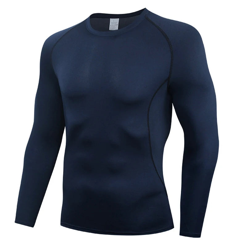 Autumn Winter Compression Shirt Long Sleeve Casual Slim T Shirts For Men Quick Dry Football Tops Gym Sport T Shirt Man Clothing