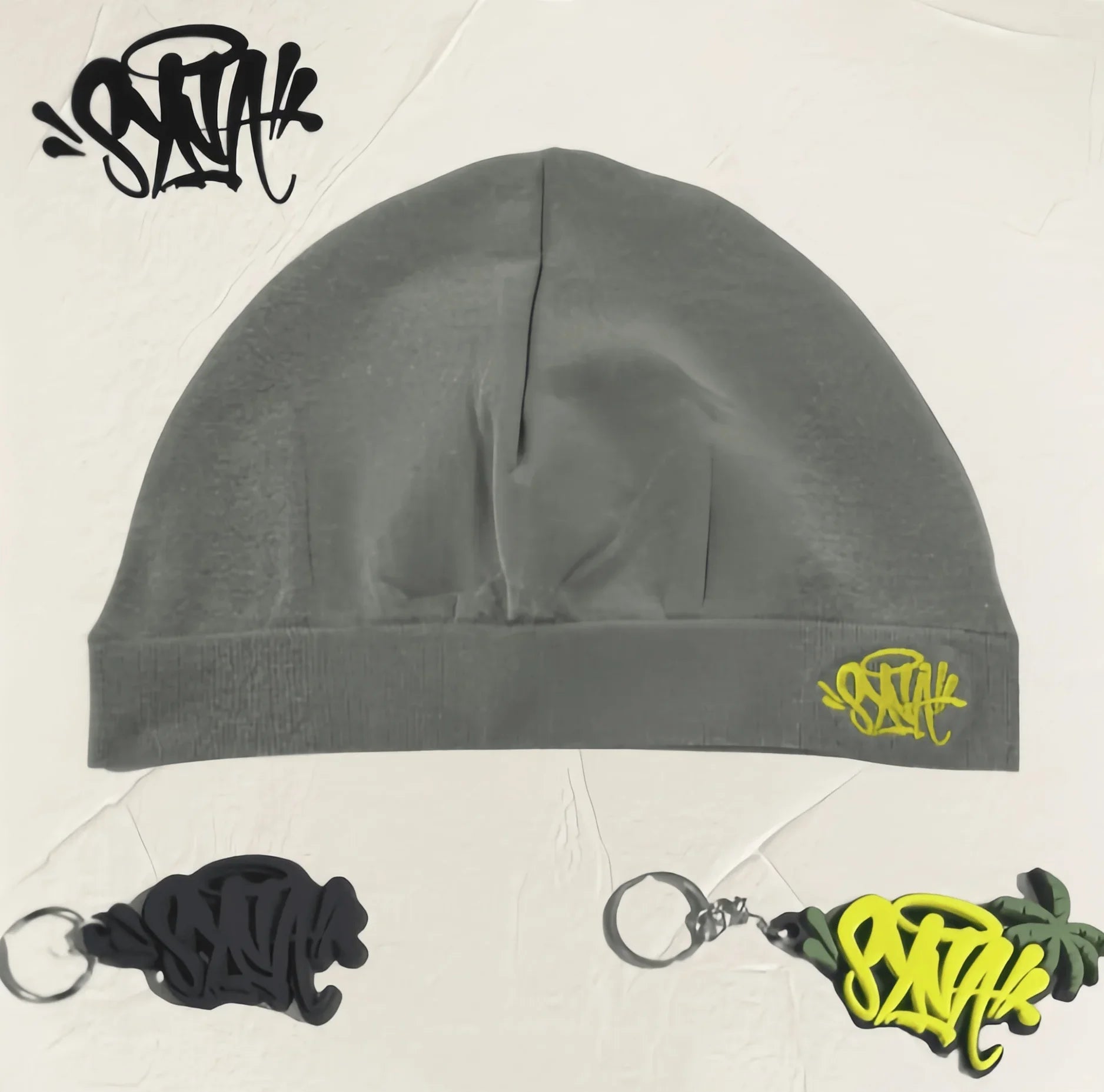 SY with Keychain 2025 New Sy World Skull Hat Syrunning Hat 2025 New Knitted Sy Beanie Hat for Men and Women Y2k War