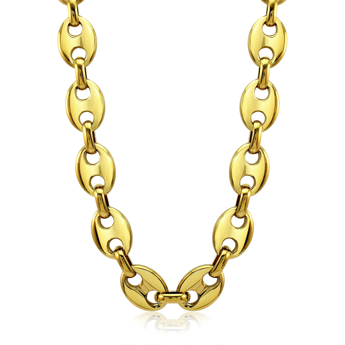 Fashion PVD 18K Gold Plating Chain Necklaces for Men Women New Stainless Steel Coffee Bean Link Necklace Punk Jewelry