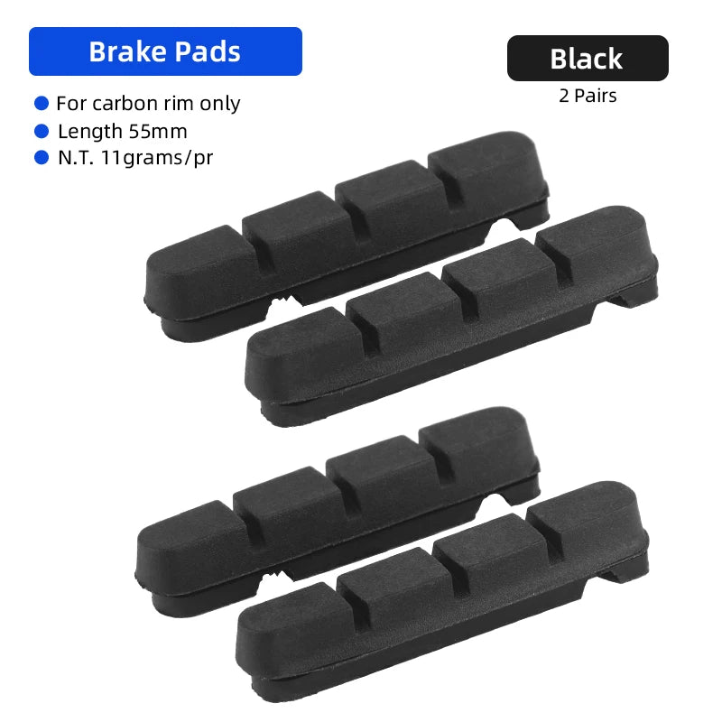 Deemount Carbon Rim Brake Pads Cork Compound Road Bike Caliper Braking Inserts for Carbon Wheel Low Rim Wear All Weather Use