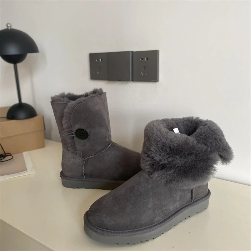 2026 New Design Winter Boots Women Super Mini Real Sheepskin Wool Comfort Warm Natural Fur Shoe Man Classic Snow Boot Size 35-44