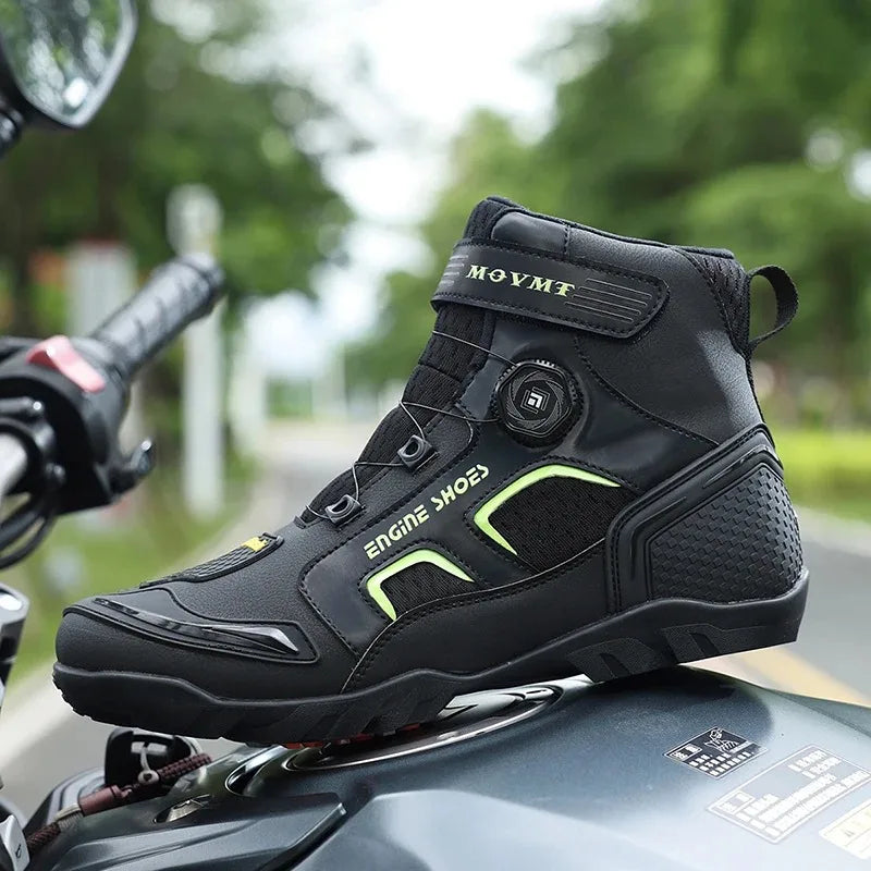 Men Motorcycle Boots Breathable Anti Slip Wear Resistant Ankle Support Motorbike Racing Riding Shoes for Outdoor Street Riding