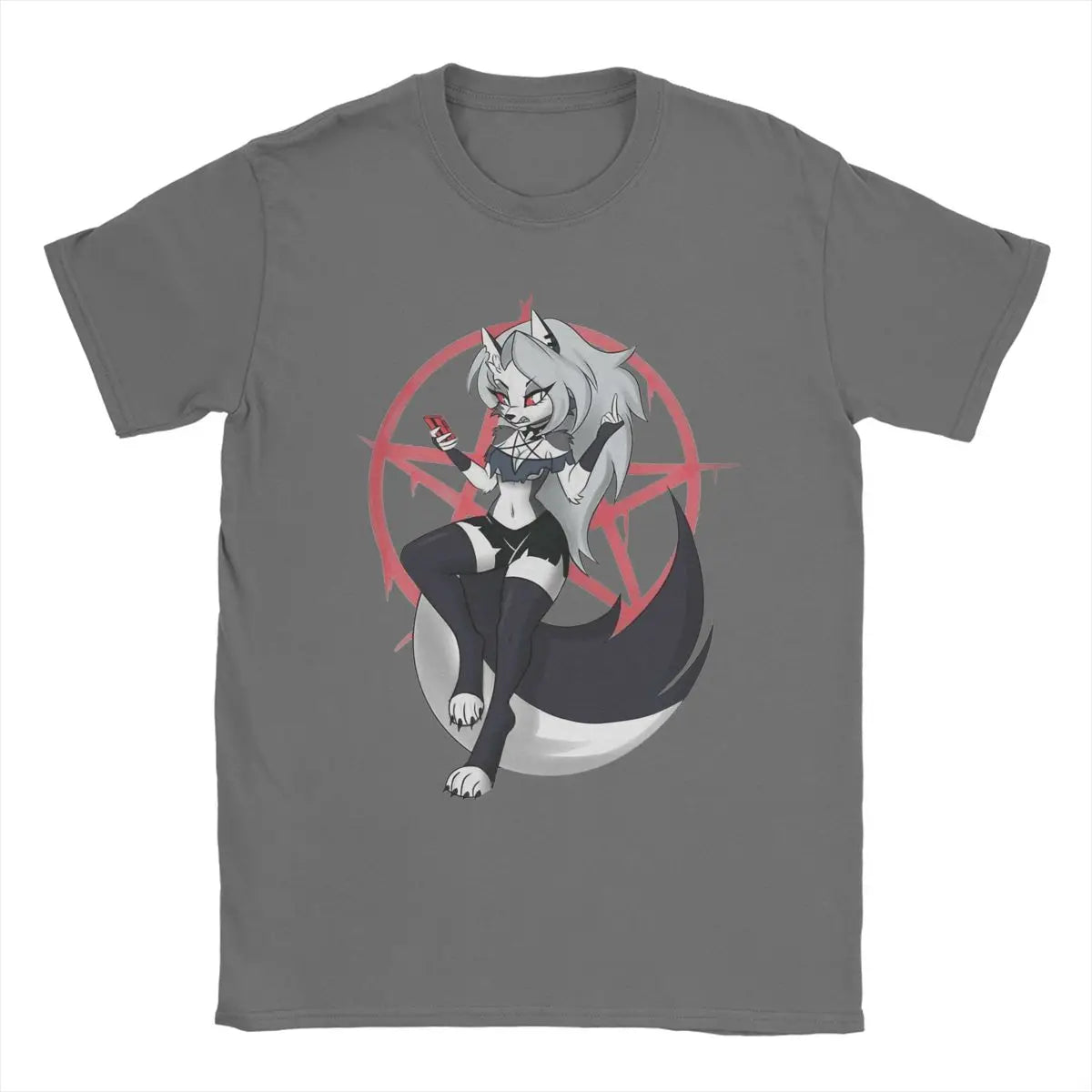Men T-Shirts Cute Loona Funny Cotton Tee Shirt Short Sleeve Cartoon Helluva-Boss T Shirt Crewneck Clothes Gift Idea