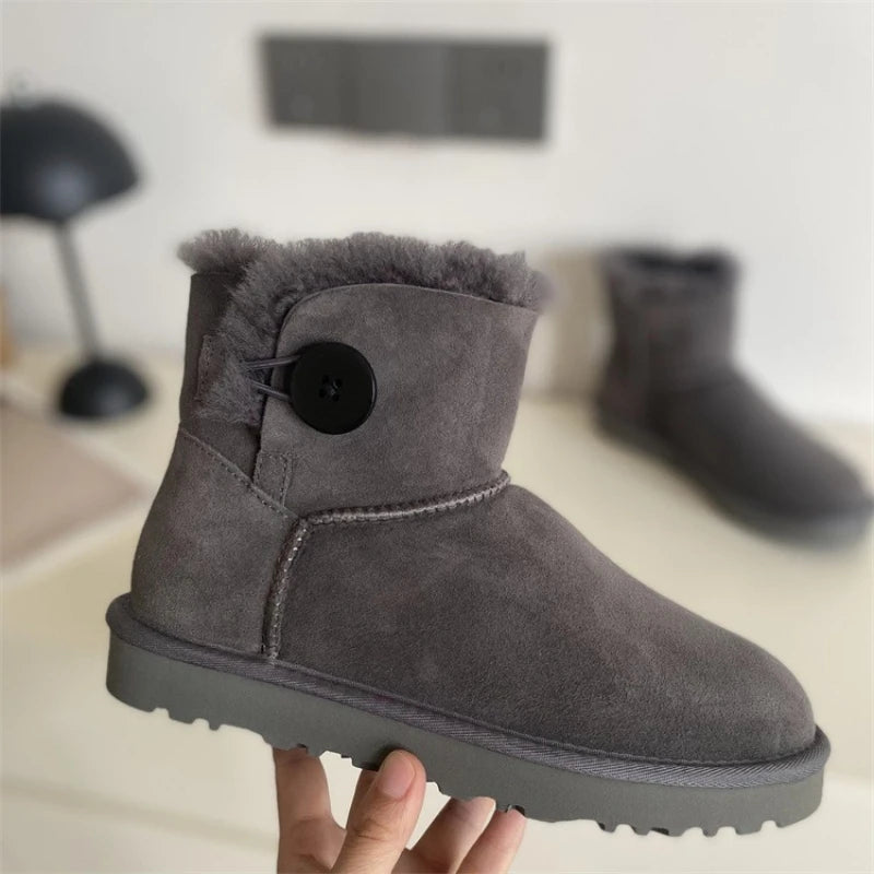 2026 New Design Winter Boots Women Super Mini Real Sheepskin Wool Comfort Warm Natural Fur Shoe Man Classic Snow Boot Size 35-44