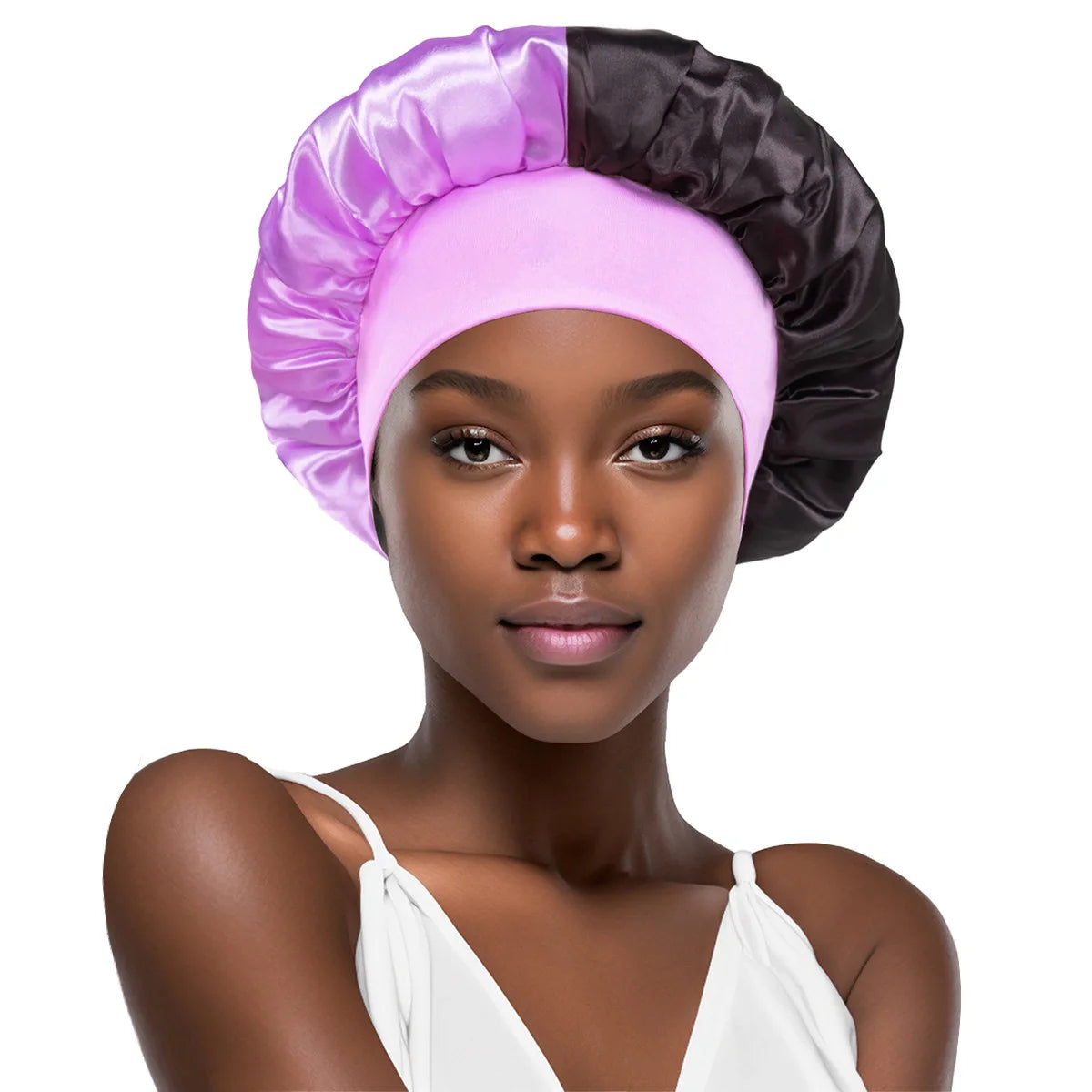 Women Wide Edge Satin Bonnet Sleeping Hat Double Colors Round Shower Caps Unisex Cap Apparel Accessories