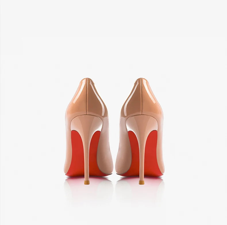 Women heels Naked color Women's elegant high heel Luxury Black shoes woman 2025 Red Shiny Bottoms Pointed Toe party Ladies Women