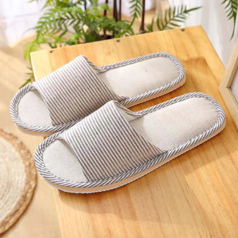Four Season Linen Home Slippers Women Indoor Bedroom Women House Slides Autumn Unisex Lovers Shoes Adults Outdoor Casual Sandals