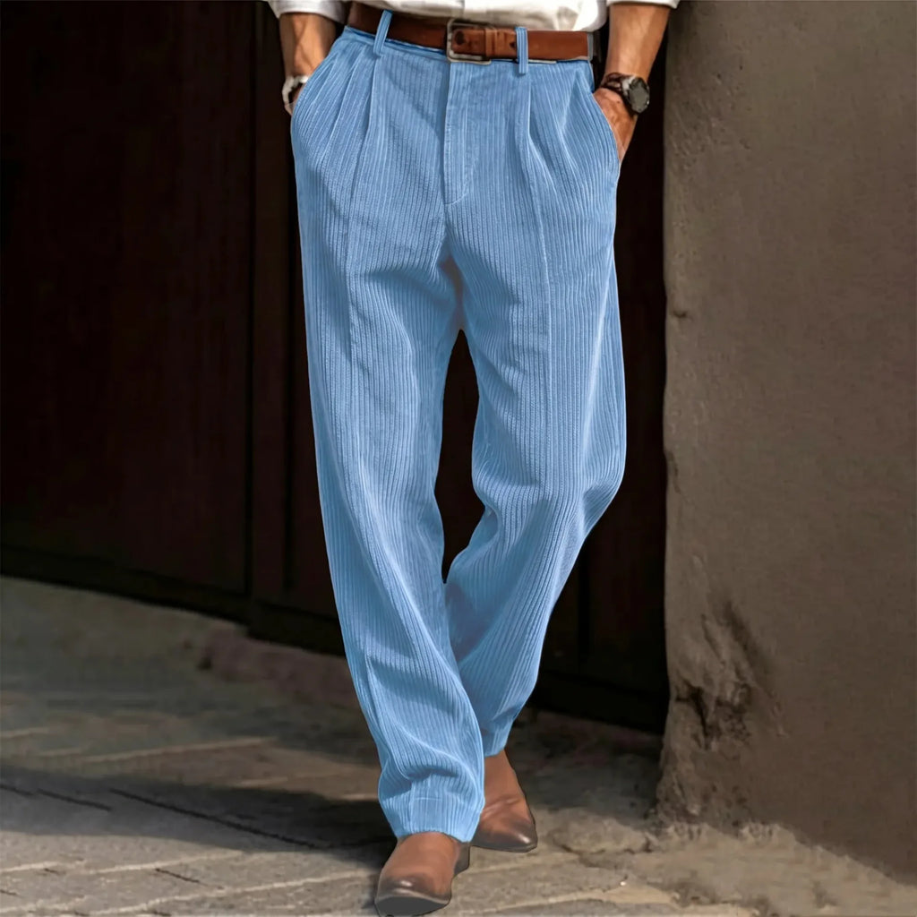 Spring and Autumn Men's Corduroy Pants - New Streetwear Style - Stretch-Fit Casual Striped Trousers - Fashionable Business Pants