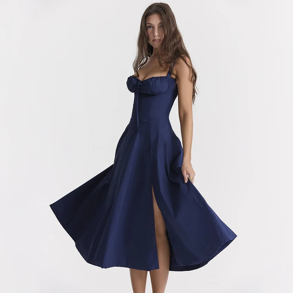 Elegant Long Dresses For Women 2025 Summer Sexy Sling Sleeveless Backless Bandage Party Dress Female Solid Color Maxi Vestidos