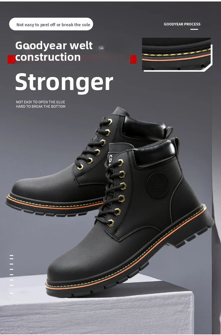 high-top Work Boots For Men Anti-smash Anti-puncture Work Shoes with Steel Toe leather safety shoes men for work waterproof shoe