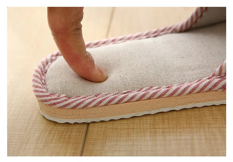 Four Season Linen Home Slippers Women Indoor Bedroom Women House Slides Autumn Unisex Lovers Shoes Adults Outdoor Casual Sandals