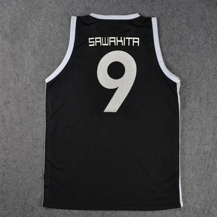 Cosplay costumes Akita Sannoh School Basketball Team No.9 Sawakita Eiji Jersey Sportswear Basketball Vest Tops M-XXL