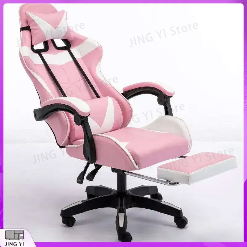 Gaming Chair Ergonomic Racing Style Computer Chair with Adjustable Height Reclining Backrest 360° Swivel PU Leather Seat for