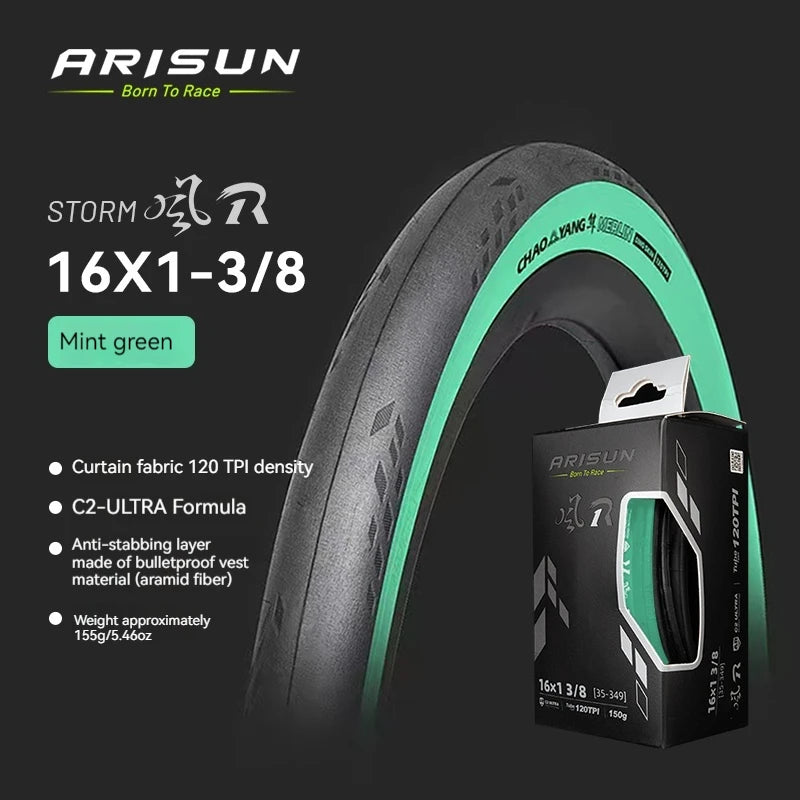 Chaoyang 16x1 3/8 Folding Bike Tire, R1 Lightweight Foldable Bicycle Outer Tire for Folding Bikes