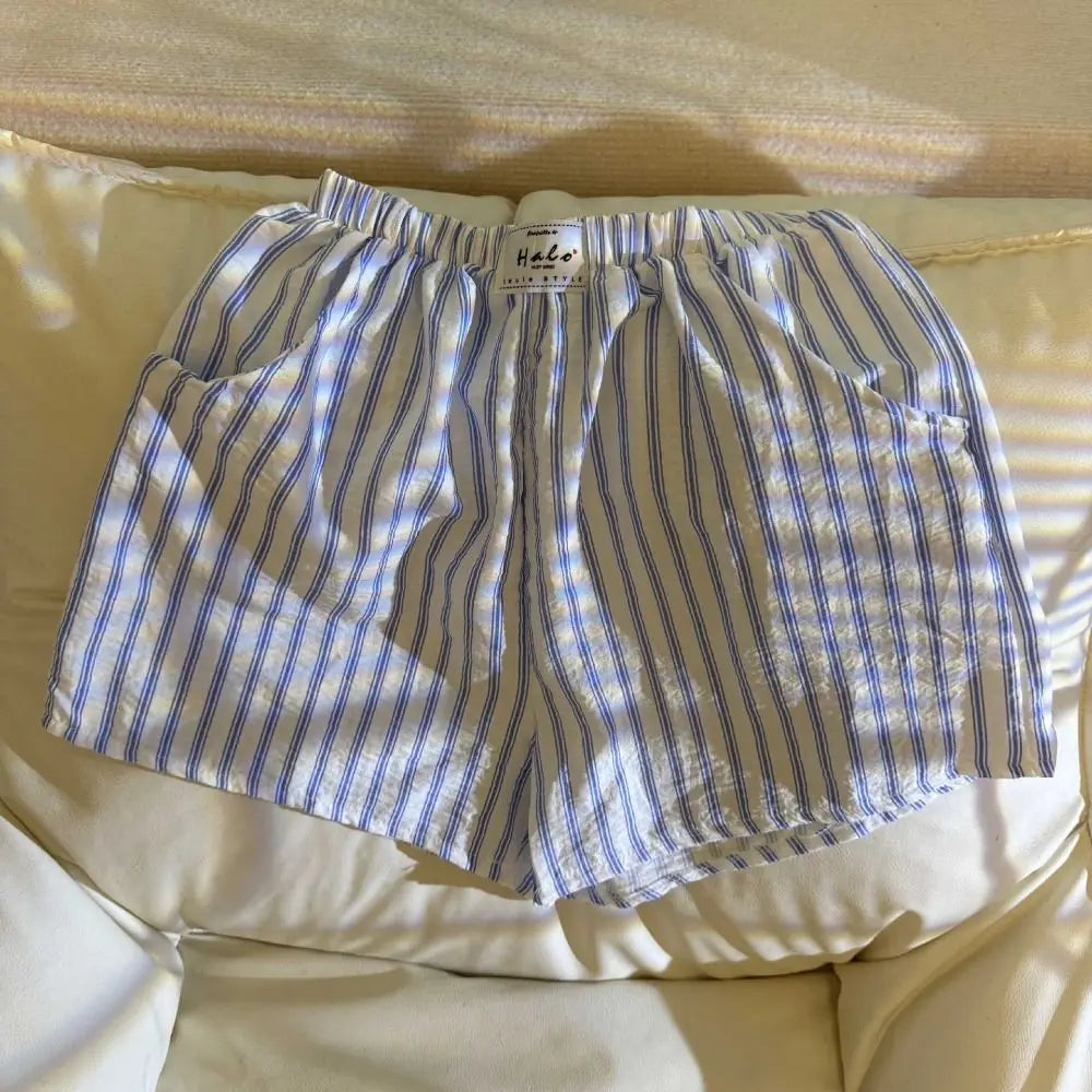 Comfortable Spring Summer Casual Shorts Women Chic High Waist Stripe Short Pants Baggy Elastic Waistband Thin Loose Shorts Women