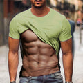 Men's Muscle Graphic T shirt Funny 3D Fake Abs Print Short Sleeve T-shirt For Men Outdoor Fitness Running Sports Casual Tees Top