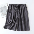 New 2026 Men's Sleepwear Pajama Shorts Plaid Design 100% Cotton Casual Loose Double-layer Homewear Sleep Bottoms Male Home Pants