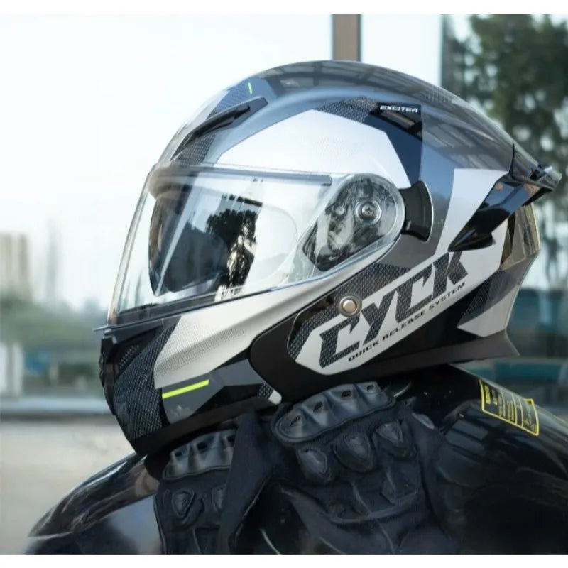 Motorcycle Helmet Men's and Women's Flip Face Helmet Double Mirror Semi Full Coverage Motorcycle Personality Capacetes De Moto