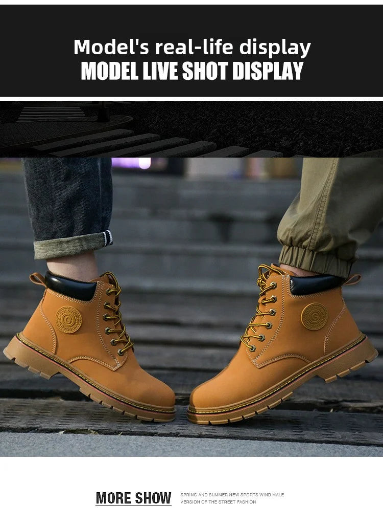 high-top Work Boots For Men Anti-smash Anti-puncture Work Shoes with Steel Toe leather safety shoes men for work waterproof shoe