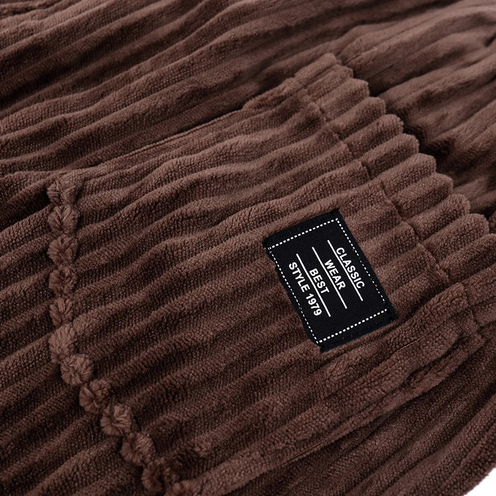 Retro Vertical Striped Men's Pants Corduroy Casual Pocket Trousers Loose Baggy Pants Straight Sweatpants Outdoor Streetwear